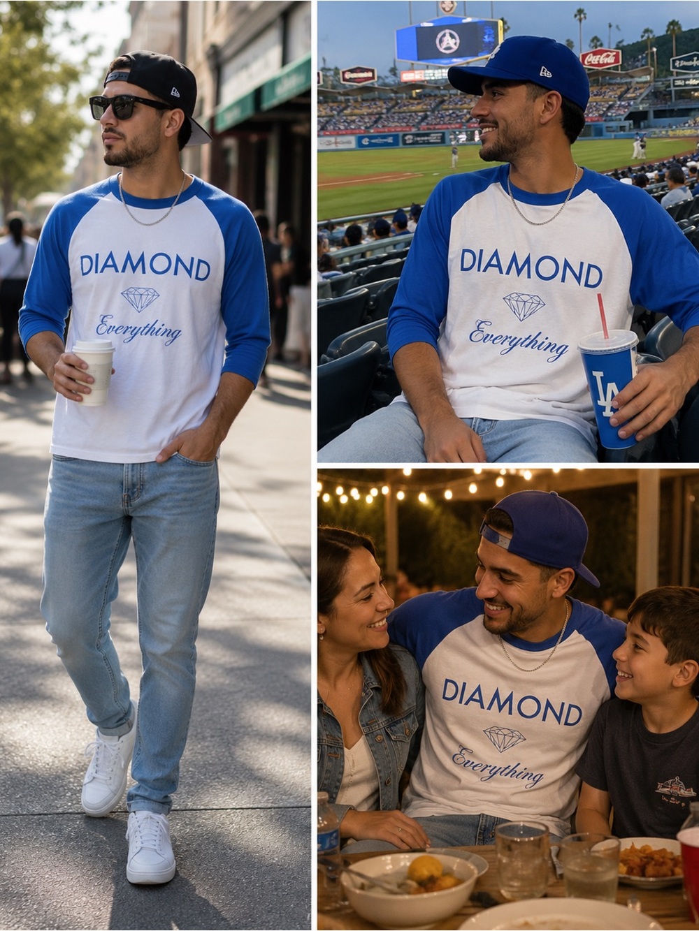 Diamond Supply Co. “Diamond Everything” Blue & White Raglan Tee